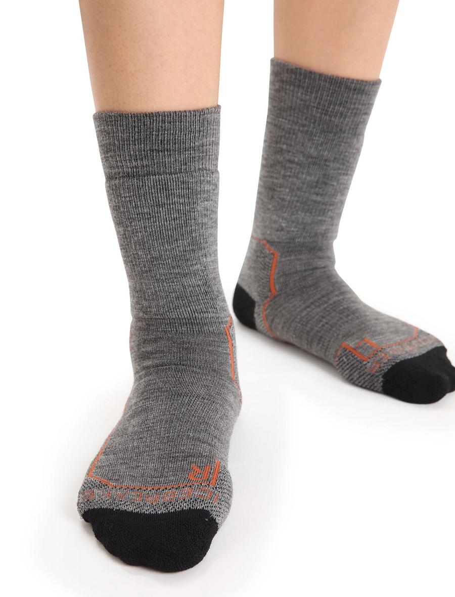 Gritstone Heather / Black Women's Icebreaker Merino Hike+ Medium Crew Socks | USA 1431GSOL